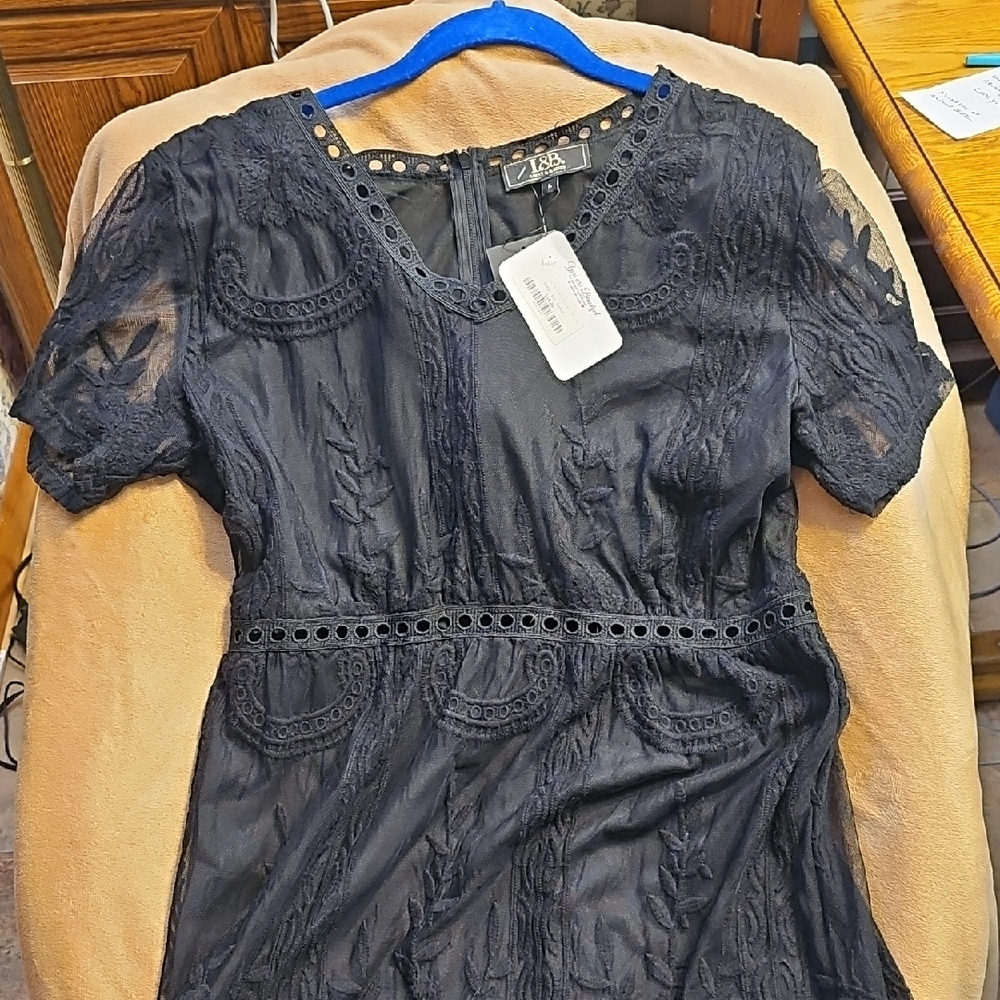 L & B  Lucky & Blessed Black Lace Shorts Jumpsuit NWT